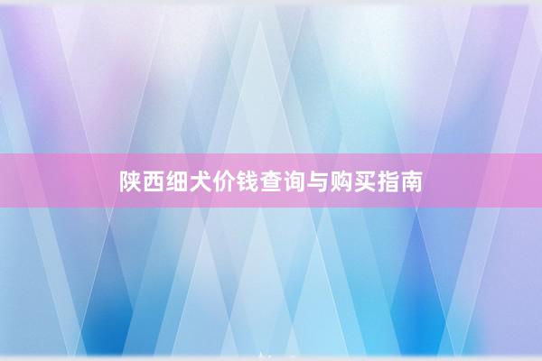 陕西细犬价钱查询与购买指南